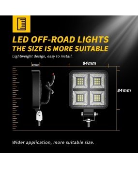 New 3-inch car LED work light 9-80V square floodlight auxiliary road motorcycle engineering vehicle agricultural motorcycle