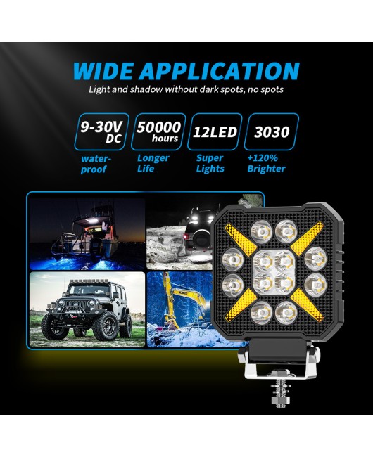 Cross border new car LED work light 4-inch off-road modified lighting headlight high brightness square engineering forklift light