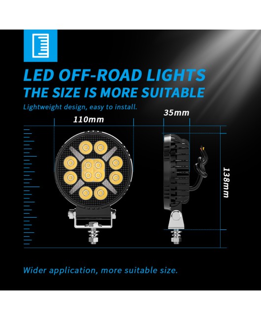 Cross border new car LED work light 4-inch off-road modified lighting headlight high brightness circular engineering forklift light