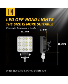 New 4-inch square 16 bead car work light 48W modified headlight excavator agricultural vehicle off-road light