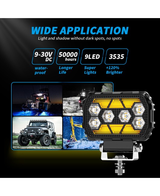 Manufacturer's cross-border new square LED work light modified off-road vehicle spotlight high brightness 30W auxiliary light 12-80V