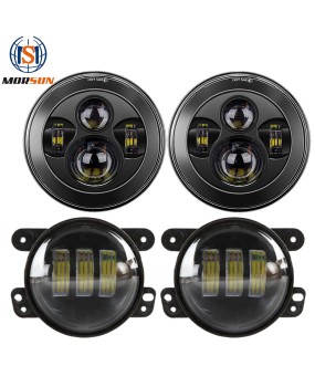 Suitable for Jeep Wrangler package with 7-inch headlights and 4-inch fog lights, Jeep LED modified headlights