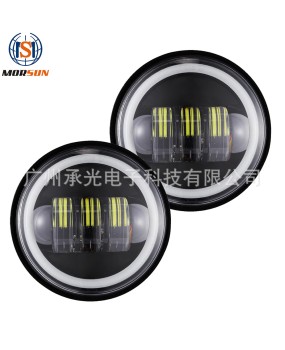 Suitable for Harley 4.5-inch fog light LED headlight auxiliary light 30W Harley fog light with angel eyes factory direct sales