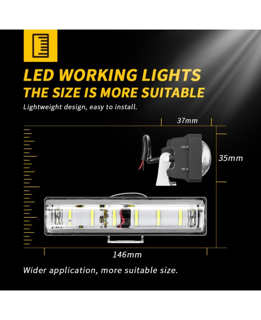 Car and motorcycle inline 3D lens light guide 6LED driving fog light LED strip work light cross-border