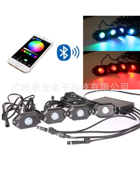 Factory direct sales of one to four RGB Bluetooth APP Wrangler chassis lights off-road vehicle Harley motorcycle modification atmosphere