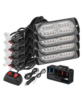 1-to-4 wireless remote control 12V one to four flashing lights 20LED * 4pcs warning lights 12V grille lights daytime running lights