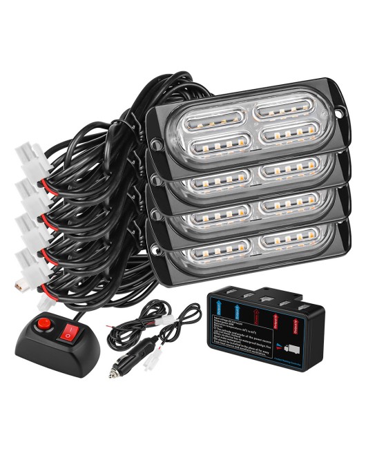 1-to-4 wireless remote control 12V one to four flashing lights 20LED * 4pcs warning lights 12V grille lights daytime running lights