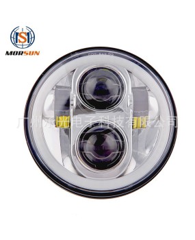 Suitable for 5.75-inch motorcycle headlights with yellow and white light angel eyes modified LED headlights, cross-border hot selling model