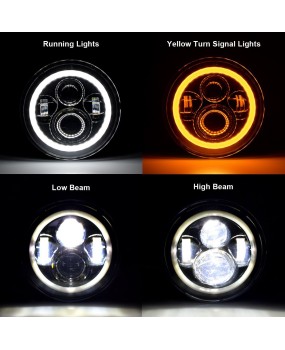 Suitable for Jeep 7-inch Wrangler LED headlights, Harley 45W modified motorcycle lights, dual color angel eyes