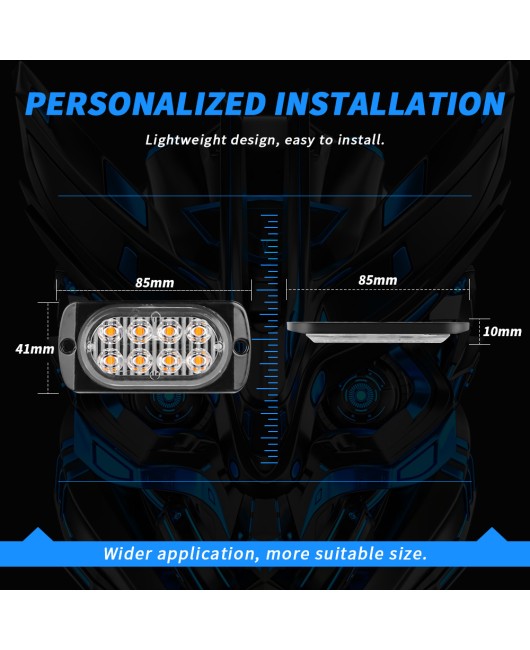 Car grille flashing lights with one to four 8LED wireless remote control flashing truck side lights, high brightness warning grille lights