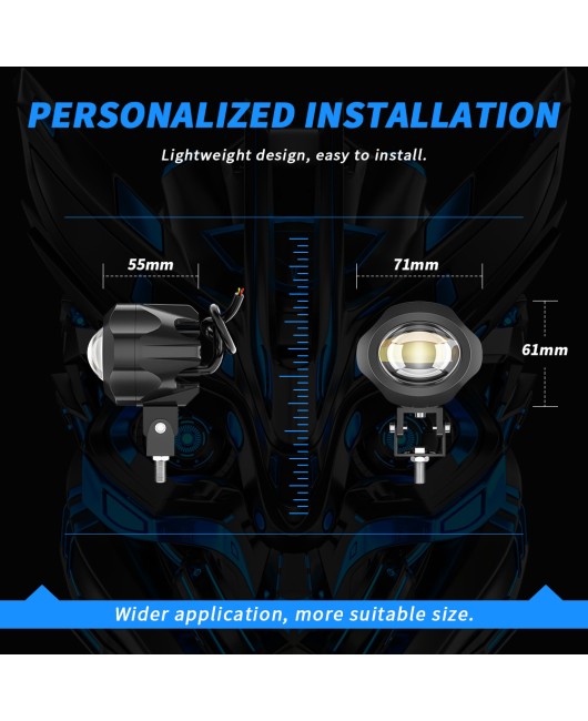 Cross border new product LED motorcycle spotlight dual color electric motorcycle headlight with integrated distance and water bird spotlight