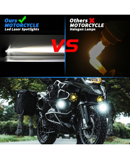 Cross border hot selling motorcycle LED spotlights, dual color small steel cannon, white and yellow ultra bright headlights, waterproof 9-80V