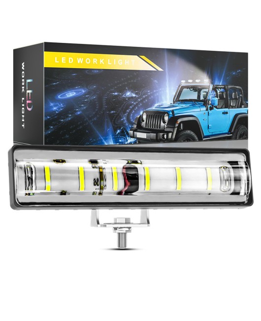 Car and motorcycle inline 3D lens light guide 6LED driving fog light LED strip work light cross-border