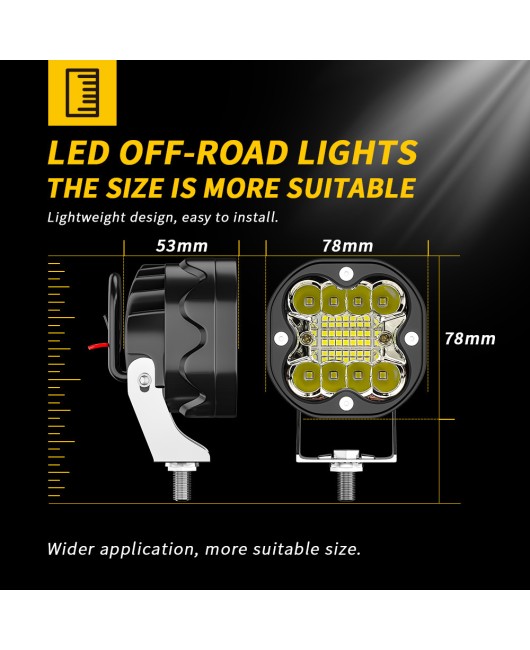 Cross border car LED work light small square light 3-inch 22 light super bright spotlight Wrangler A-pillar spotlight front bumper light