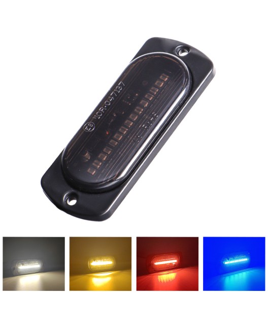 Cross border car truck 12-24V body side warning light 15LED ultra-thin long light smoked black truck side light