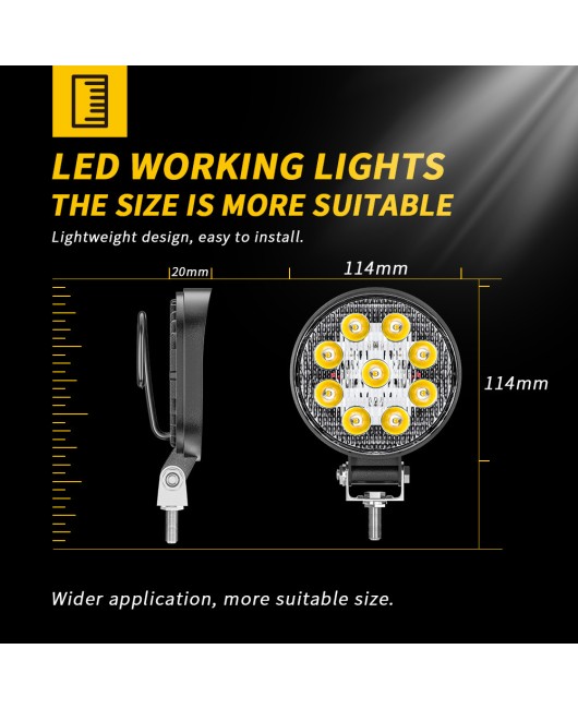 Cross border car LED work light 9led27W circular 4-inch driving light truck agricultural machinery lighting spotlight on