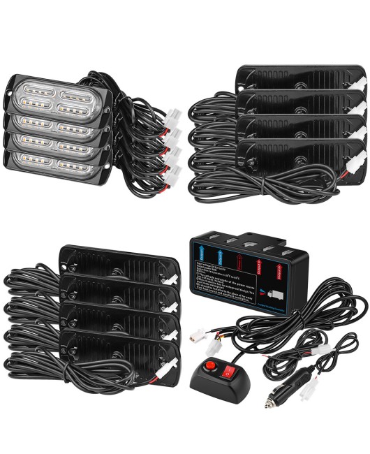 1-to-4 wireless remote control 12V one to four flashing lights 20LED * 4pcs warning lights 12V grille lights daytime running lights