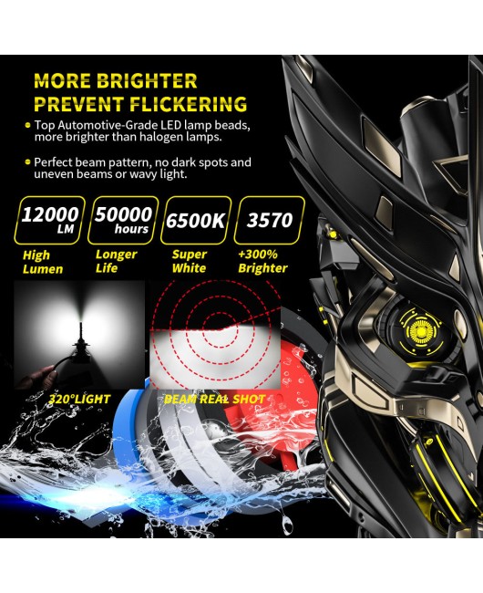 Car LED headlights H4 high brightness spotlighting modified high and low beam integrated strong light bulb H4 car 60W CSP beads