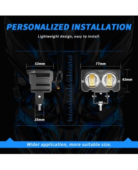 Cross border hot selling motorcycle LED spotlights, dual color small steel cannon, white and yellow ultra bright headlights, waterproof 9-80V