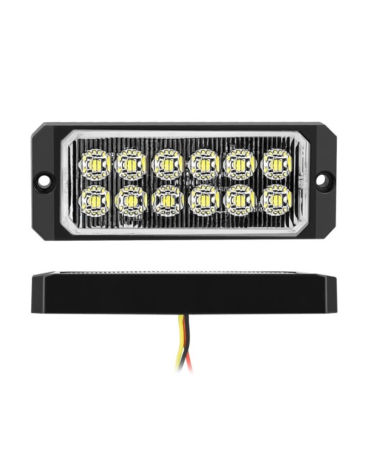 Factory direct sales car LED flashing warning light, 12LED long strip multi-mode flashing light, waterproof IP67 signal light