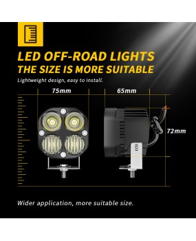 High brightness 40W LED work light, electric motorcycle spotlight, clover A-pillar spotlight, off-road vehicle fog light, auxiliary light