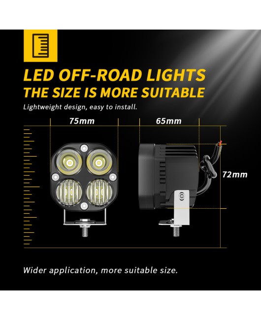 High brightness 40W LED work light, electric motorcycle spotlight, clover A-pillar spotlight, off-road vehicle fog light, auxiliary light