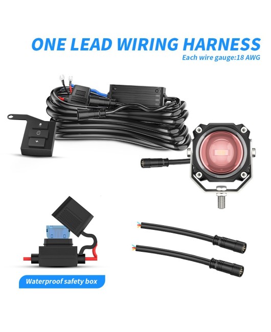 Factory direct sales motorcycle spotlight harness kit 12V relay switch one to two 3-meter wireless remote control 5-mode