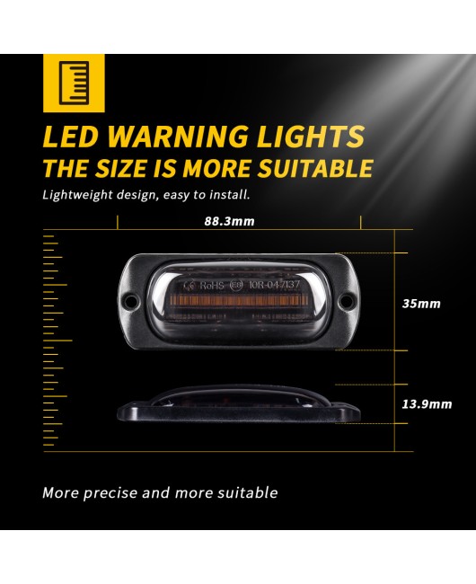 Cross border car truck 12-24V body side warning light 12LED ultra-thin long light smoked black truck side light