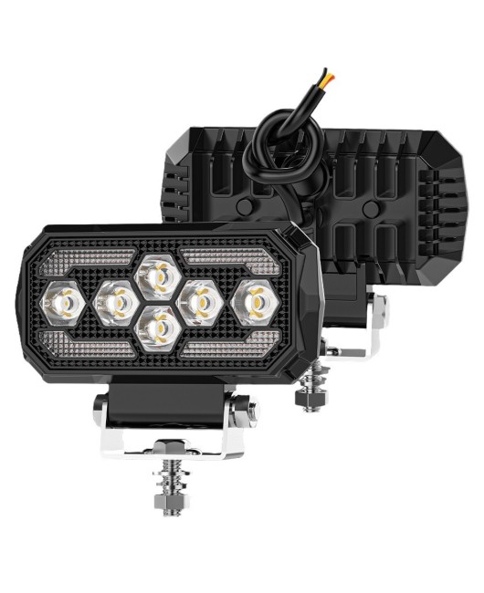 Cross border new car work light, white and yellow dual color off-road modification auxiliary lighting, 5-inch square work light