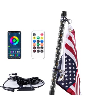 RGB Off road Beach Atmosphere Flag Light APP Colorful LED Flagpole Light Dual Control Matching Running Horse Flag Light Remote Control