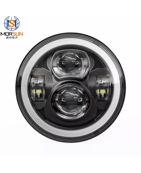 Suitable for 7-inch Wrangler headlights, Harley car headlights, LED dual color angel eyes off-road modified headlights