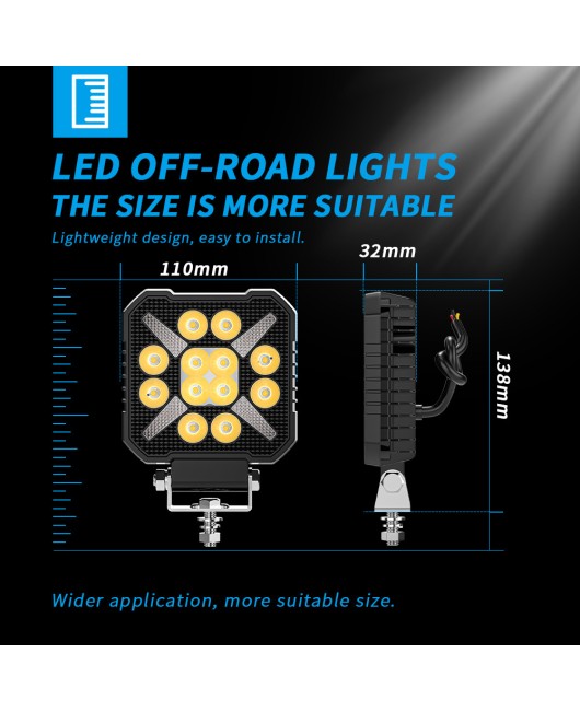 Cross border new car LED work light 4-inch off-road modified lighting headlight high brightness square engineering forklift light