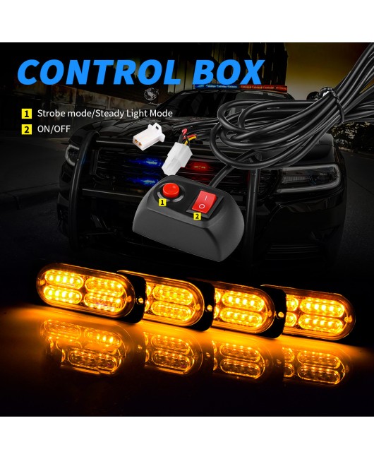 1-to-4 wireless remote control 12V one to four flashing lights 20LED * 4pcs warning lights 12V grille lights daytime running lights