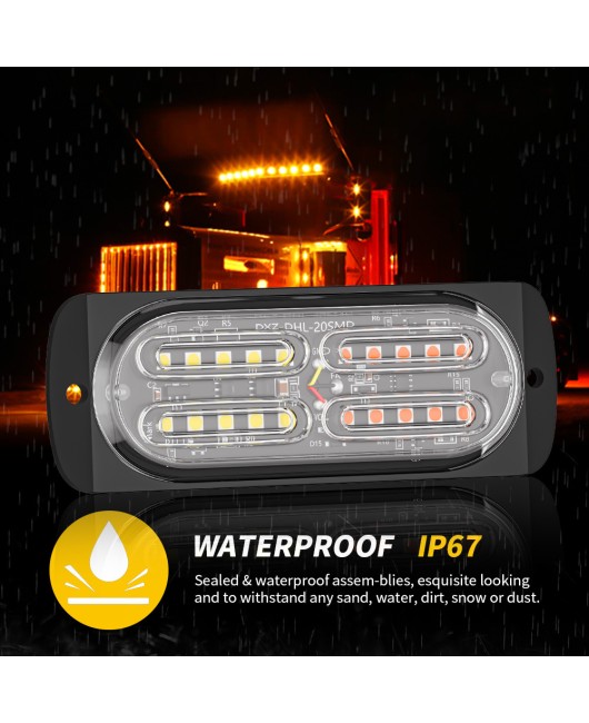 Car lamp factory ultra-thin flashing light 20LED truck side light 12-24V warning light truck strobe flashing light