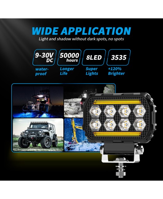 Cross border new car LED square work light, high brightness 30W wide pressure off-road modified spotlight, forklift light engineering light