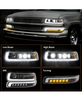 Suitable for Chevrolet assembly headlights 99-02 Chevrolet Sylvanado Saboban LED car lights