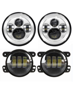 Suitable for Jeep Wrangler package with 7-inch headlights and 4-inch fog lights, Jeep LED modified headlights