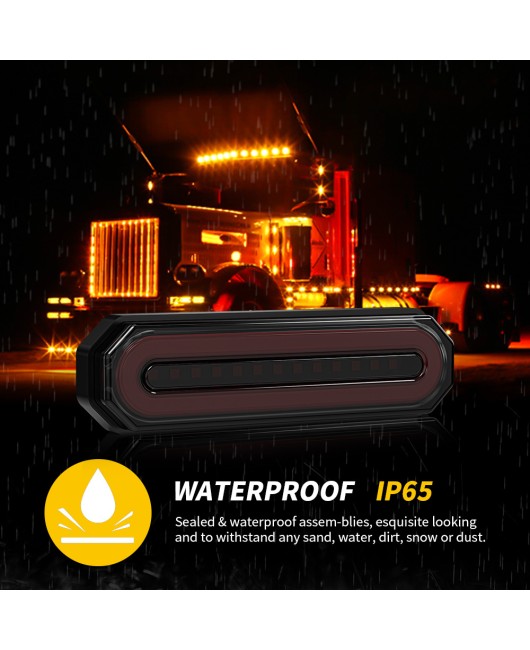 Cross border hot selling 45LED cargo truck trailer combination tail light dual color light guide brake light flow turn signal light 12-24V