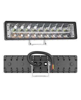 One line LED work light, white and yellow dual color 18LED daytime running light, driving engineering auxiliary light, off-road light 3030