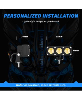 LED integrated far and near motorcycle spotlight waterproof dual color electric motorcycle headlight modification LED headlight