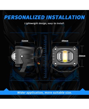 Foreign trade motorcycle dual color LED spotlight with lens, external headlights, takeaway electric vehicle modification, ultra bright 12V-60V