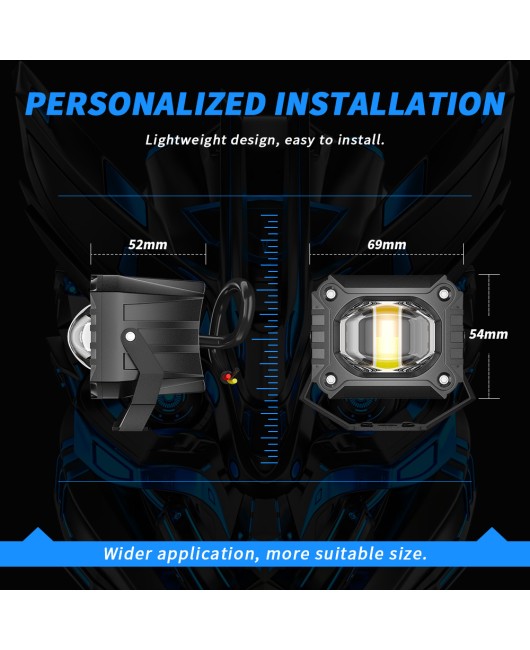 Foreign trade motorcycle dual color LED spotlight with lens, external headlights, takeaway electric vehicle modification, ultra bright 12V-60V