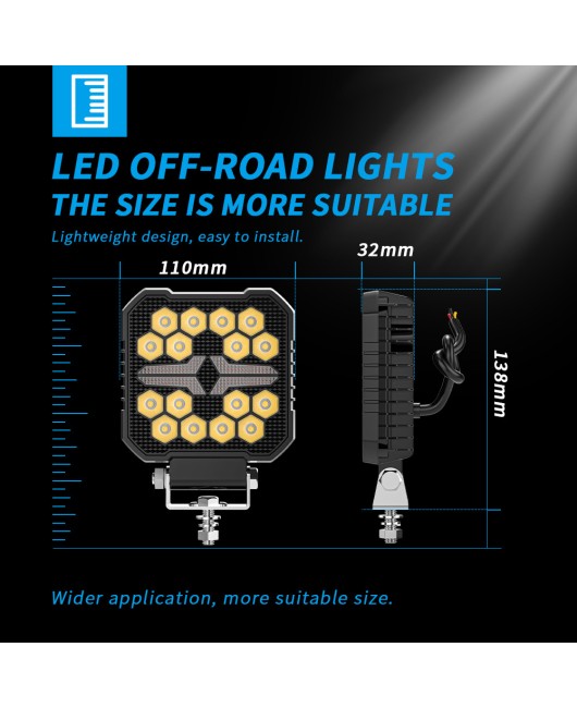 Cross border new car LED square work light LED30W engineering auxiliary light modification headlight engineering spotlight