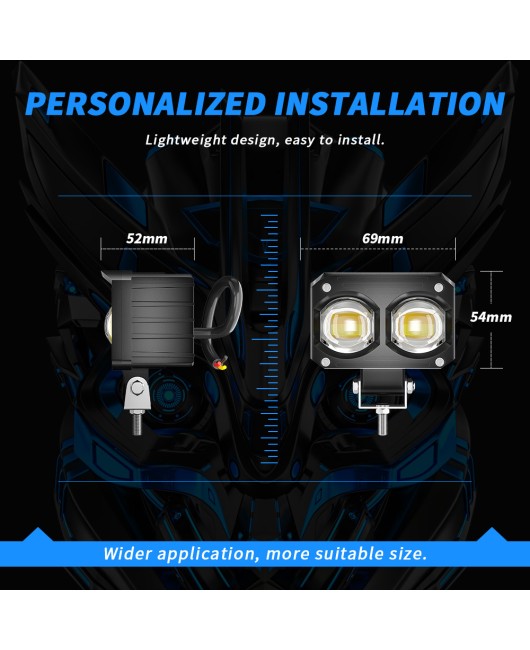 Motorcycle 2-eye spotlight, strong light, super bright, paving high and low beams, external lens, electric vehicle modified with LED headlights