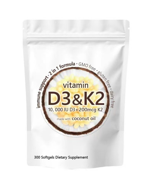 Spot TK popular cross-border exclusive vitamin D3+K2 hot selling source factory D3+K2 capsules