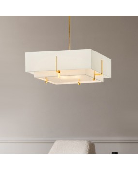 New Chinese style pendant lamp, modern simple and atmospheric living room lamp, household square bedroom lamp, Chinese style lighting fixture