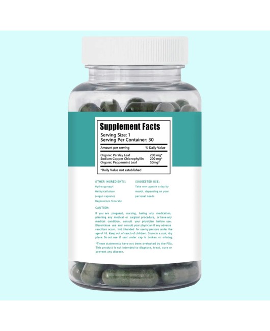 Cross border hot selling spot chlorophyll capsules, wholesale supply of chlorophyll capsules, deodorizing capsules