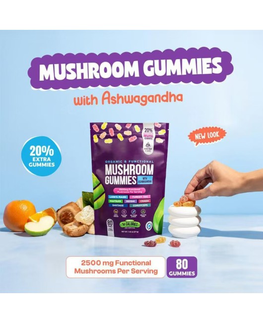 Spot mushroom gummies dietary supplement supports vegetarian nutrition, health, and immunity with 80 MUSHROOMGUMMI capsules