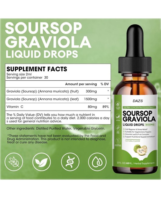 Sourhop dropsd liver cleansing support sleep support supplement tincture for prickly fruit and lychee drops