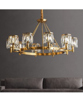 【 Starry Stars 】 American style pendant lamp, living room lamp, countryside, all copper bedroom lamp, villa light luxury pendant lamp, crystal lamp